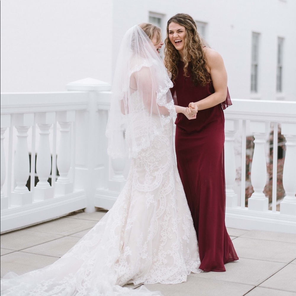 Davids Bridal Wine Sleeveless Bridesmaids Dress